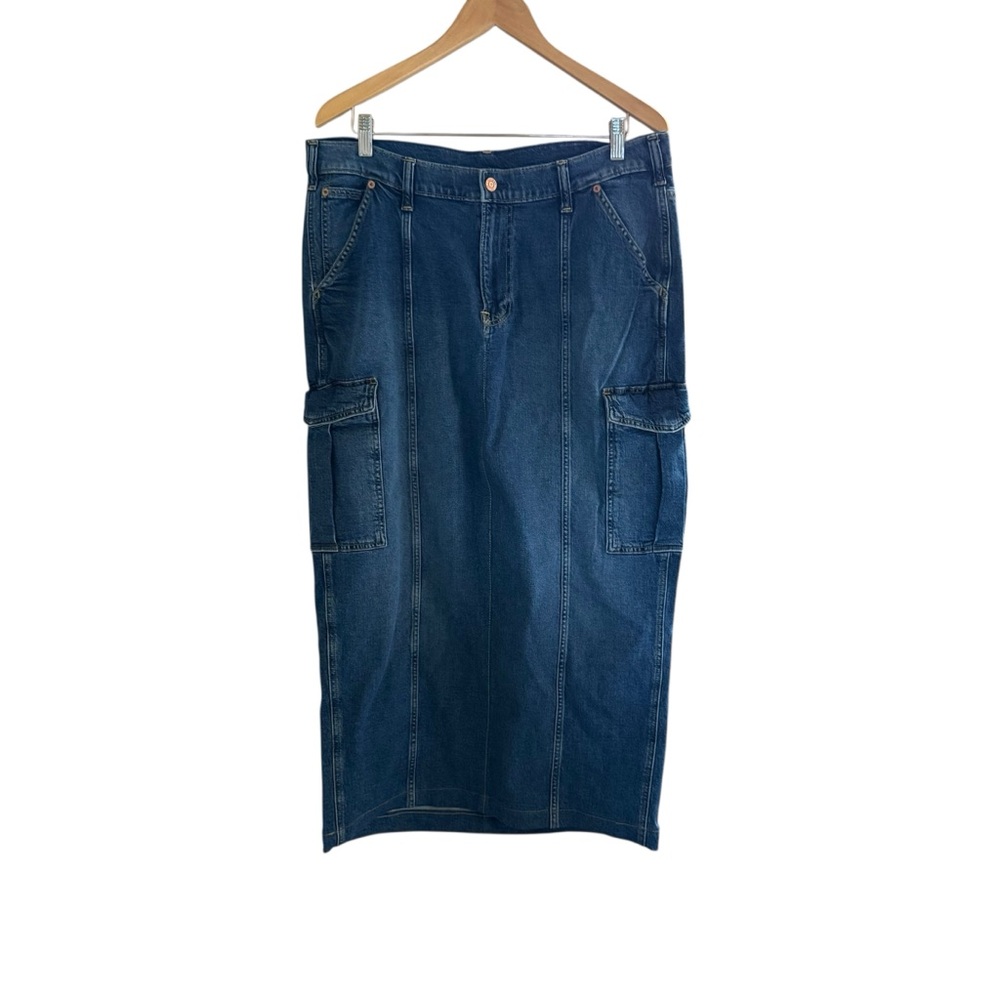 GAP 90s Loose Cargo Denim Skirt Long Length